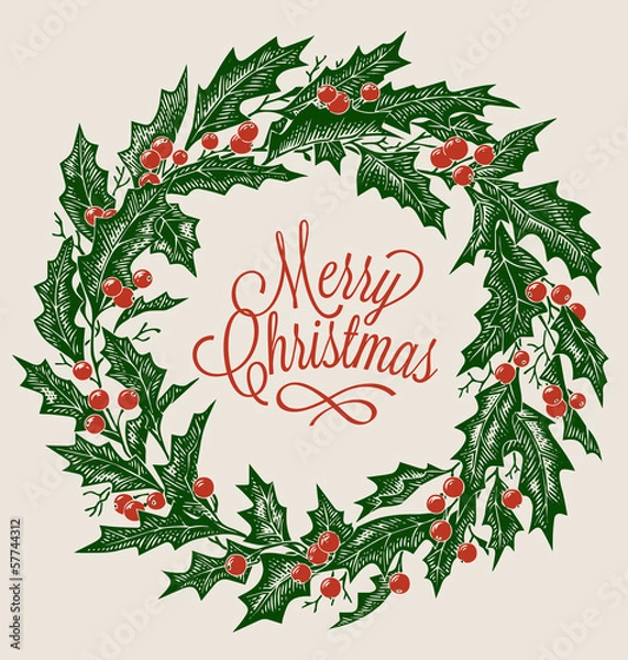 Obraz Vintage engraving christmas art. Greeting card.