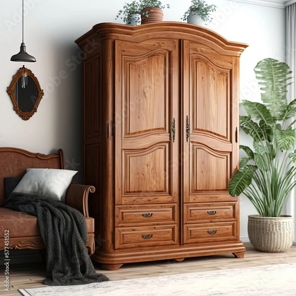 Obraz A room with a wooden cupboard.