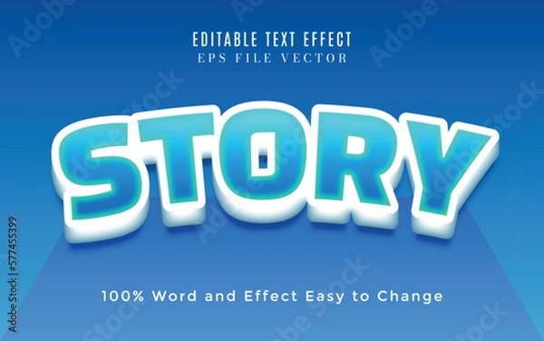 Obraz Story text, blue background, 3d style editable text effect