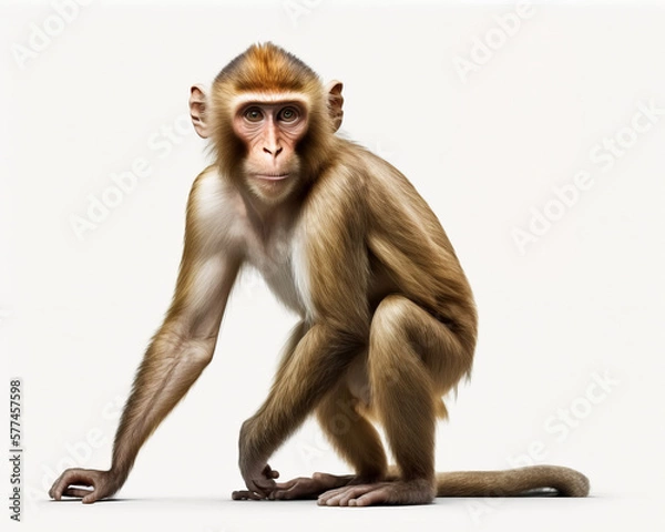 Fototapeta Illustration of Monkey isolated on white background. Generative AI