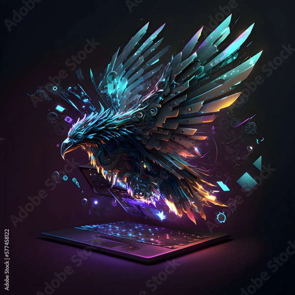 Fototapeta technological bird - AI