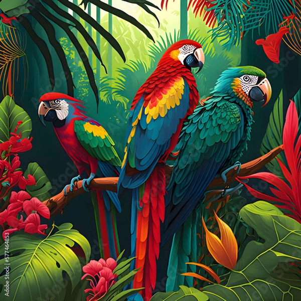 Obraz colorful macaws - artifficial intelligence
