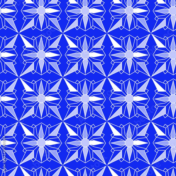 Obraz Blue Abstract Geometric Flower Seamless Pattern