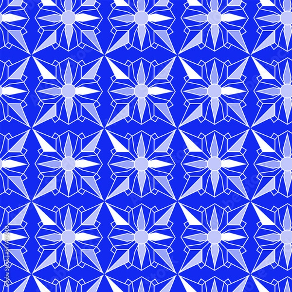 Obraz Blue Abstract Geometric Flower Seamless Pattern
