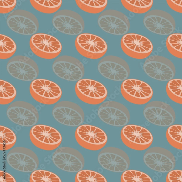 Obraz Blue Citrus Orange Transparent Seamless Pattern