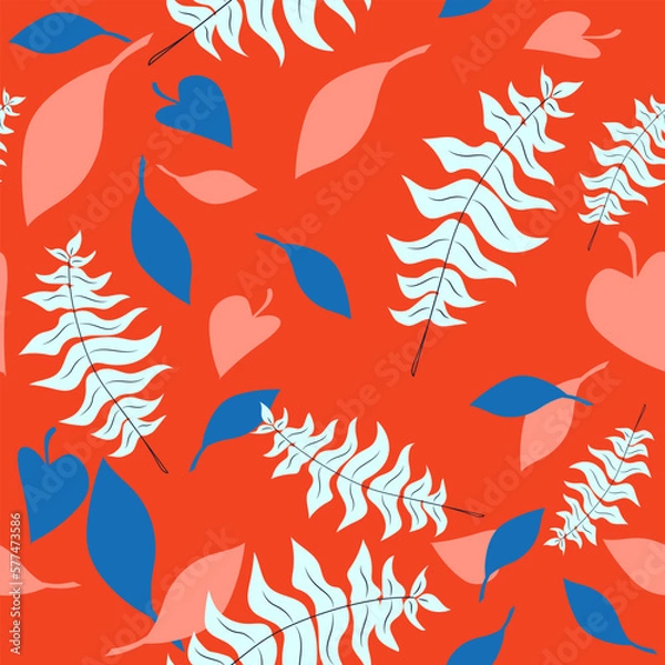 Obraz Colorful Leaves Blowing Spring Seamless Pattern