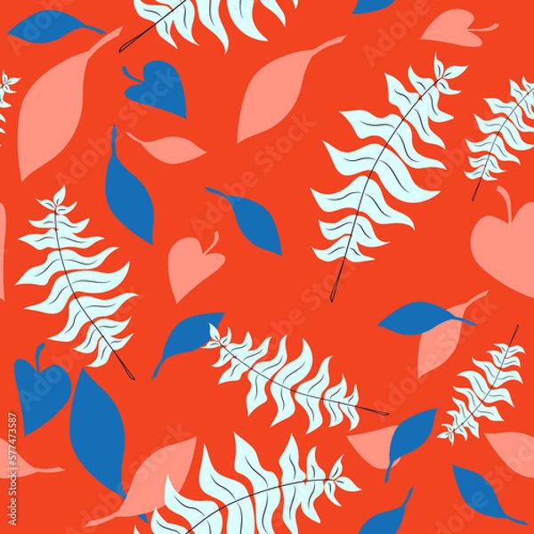 Obraz Colorful Leaves Blowing Spring Seamless Pattern