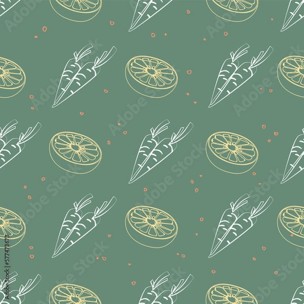 Obraz Green Vegetable Healthy Ingredients Seamless Pattern