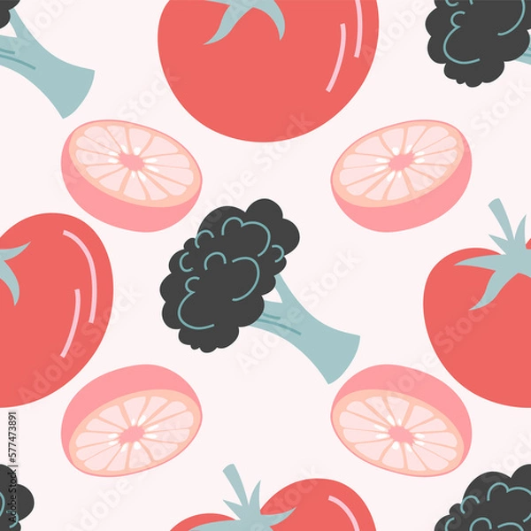Obraz Simple Muted Vegetable Healthy Ingredients Seamless Pattern