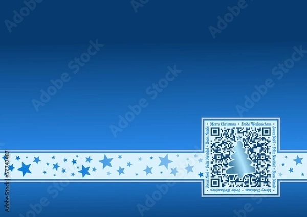 Fototapeta International Christmas-Card with QR Code - Blue