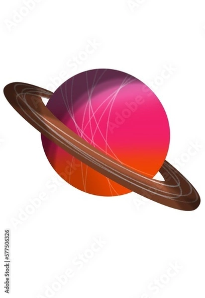 Obraz pink and brown gradient planet with arc around