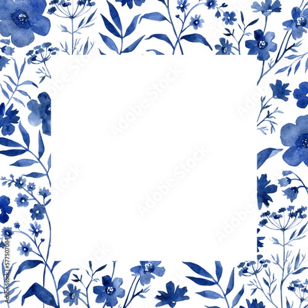 Obraz blue floral frame