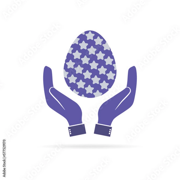 Obraz Hands holding an Easter egg. Vector illustration