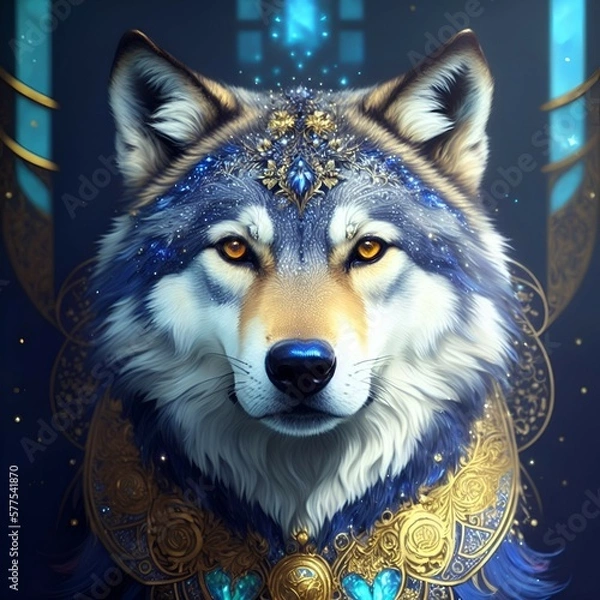 Fototapeta wolf with many details, Generative AI