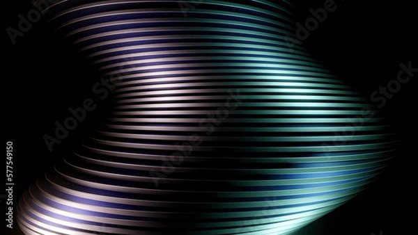 Obraz Bending abstract shape of a metal tornado on a black background. Design. Hypnotic dark 3D vertical spiral.
