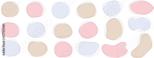 Obraz ナチュラルカラーの手書きのゆるい丸の形セット