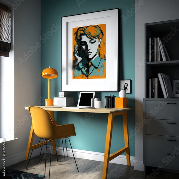 Fototapeta Efficient Workspace of the Future: AI-Generated Desk Illustration