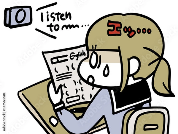 Fototapeta リスニングテストに愕然とする女子中学生