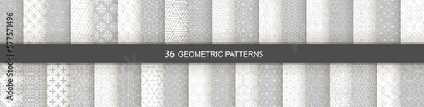 Fototapeta Set of Geometric seamless patterns. Abstract geometric  hexagonal  graphic design print 3d cubes pattern. Seamless  geometric cubes pattern.