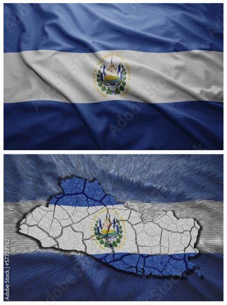 Obraz El Salvador flag and map collage