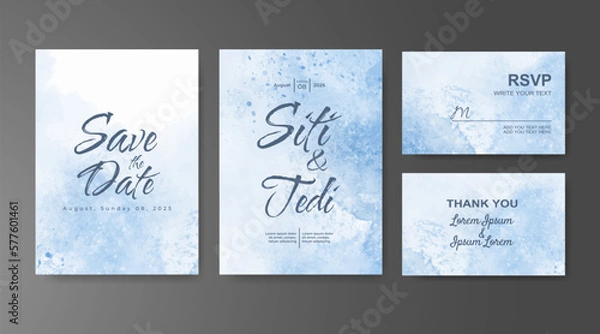 Fototapeta Wedding invitation with abstract watercolor background