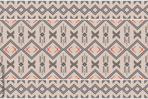 Fototapeta Seamless Indian ethnic pattern. It is a pattern geometric shapes. Create beautiful fabric patterns. Design for print. Using in the fashion industry.