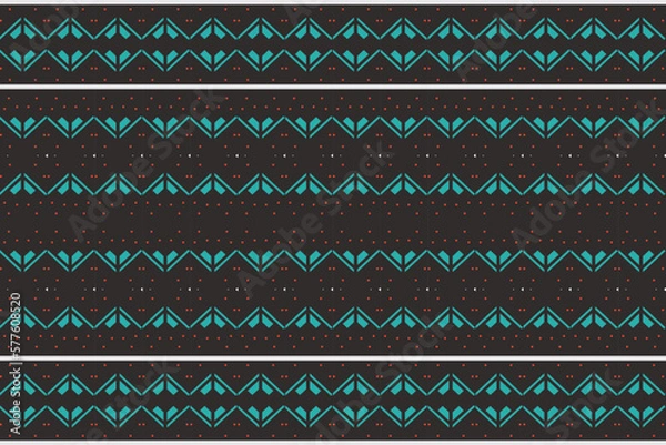 Fototapeta The ethnic design drawing is colorful. traditional pattern design It is a pattern geometric shapes. Create beautiful fabric patterns. Design for print. Using in the fashion industry.