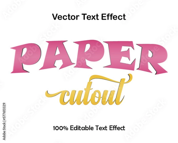 Fototapeta Paper cutout editable text effect vector