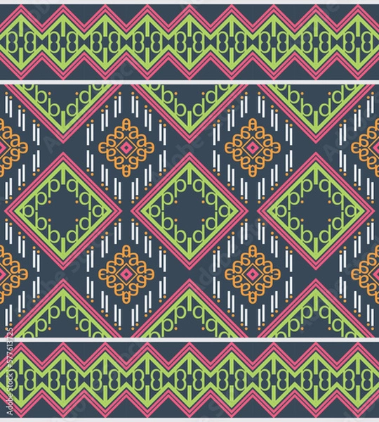Fototapeta Ethnic pattern wallpaper. traditional patterned old saree dress design It is a pattern geometric shapes. Create beautiful fabric patterns. Design for print. Using in the fashion industry.