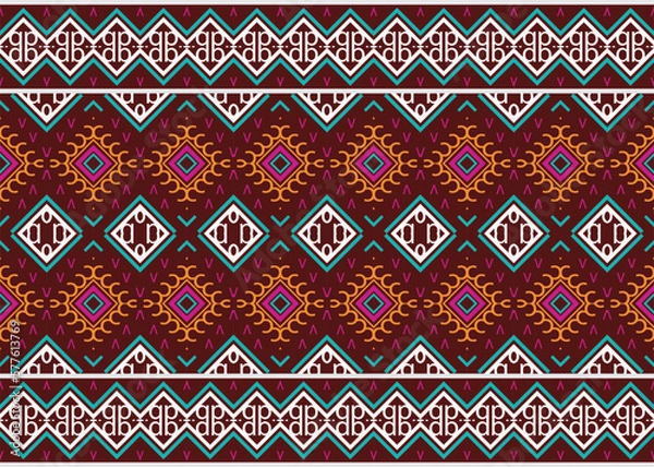 Obraz Seamless Indian ethnic patterns. traditional patterned Native American art It is a pattern geometric shapes. Create beautiful fabric patterns. Design for print. Using in the fashion industry.