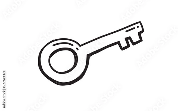 Fototapeta KEY  Doodle art illustration with black and white style.