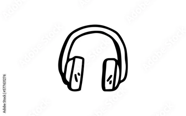 Fototapeta HEADSET Doodle art illustration with black and white style.