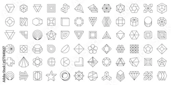 Fototapeta Vector set. Linear geometric shapes. Minimalist modern forms. Abstract logo symbols. Collection of modern geometric icons.