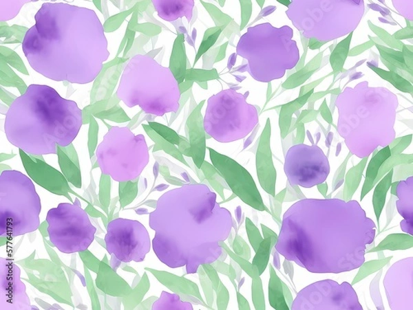 Fototapeta Purple flower pattern, seamless, created with generative ai technology