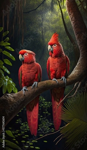 Fototapeta red macaw generative ai