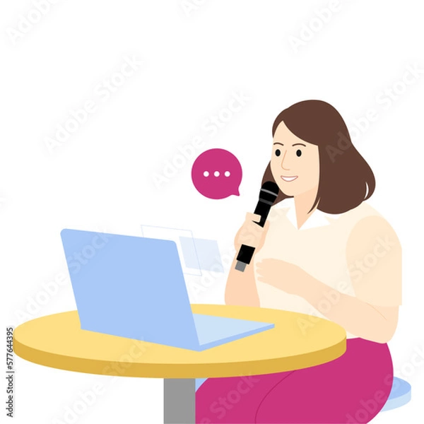 Fototapeta A female with microphone Vector