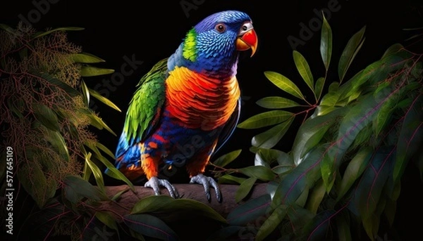 Fototapeta rainbow lorikeet in the jungle generative ai