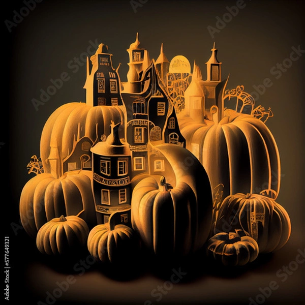 Obraz imaginary pumpkin city, generative ai