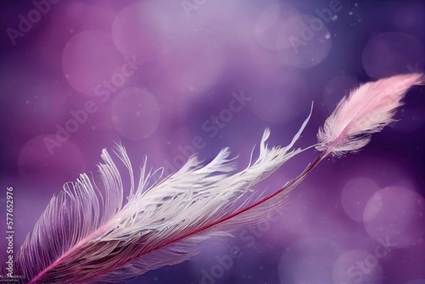 Fototapeta feather on blue background generative ai