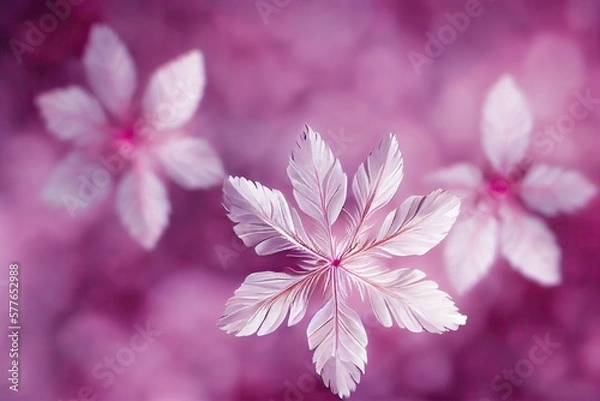 Fototapeta close up of pink feather in snowflake shape generative ai