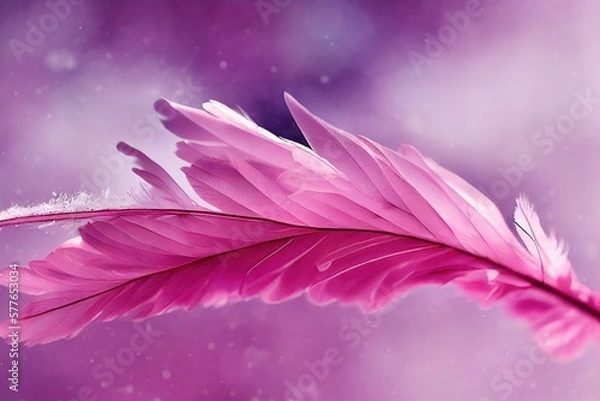 Fototapeta pink feather on soft background generative ai