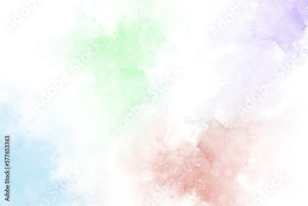 Fototapeta Watercolor stains on a transparent background. Illustration of abstract spots in blue, green, red and purple paint colors. PNG  for your creativity.