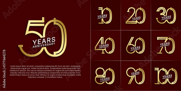 Obraz set of anniversary logotype silver and gold color for special celebration event