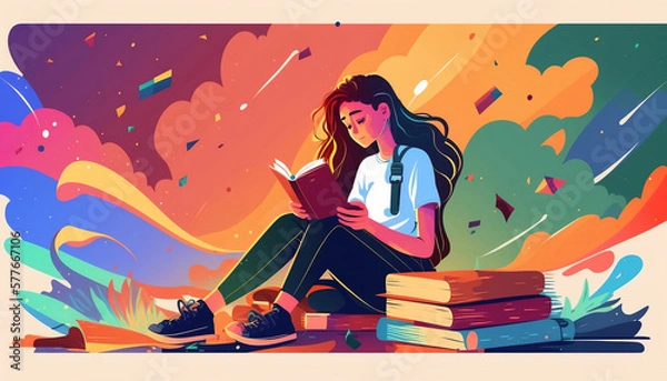 Obraz girl reading a book