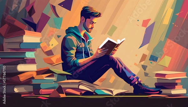 Obraz boy reading a book