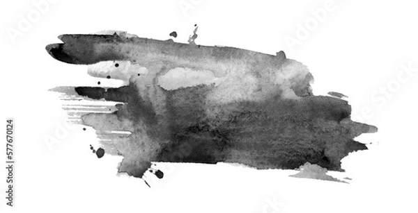Fototapeta Ink Spreading, black Water color spot with blurring
