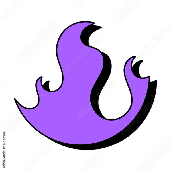 Fototapeta Flaming emblem for your design. Purple fire icon. Abstract shape isolated on a white background. Vector EPS 10