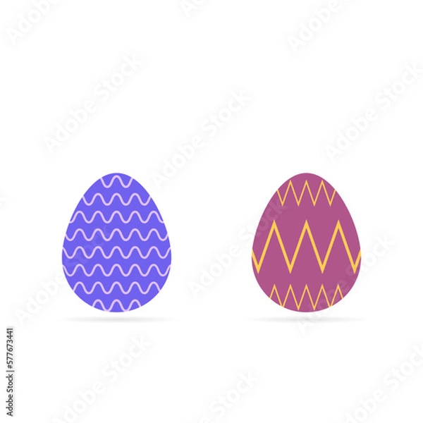 Obraz Set of beautiful Easter eggs. Holiday. Vector illustration.