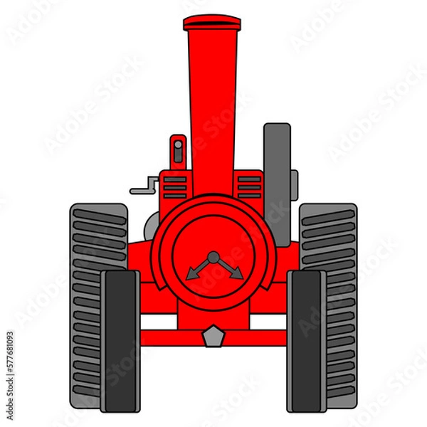 Fototapeta Red Tractor Engine