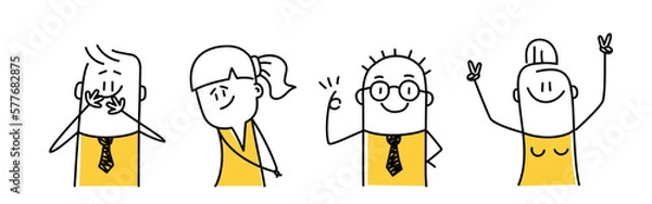 Fototapeta Stick figure. Set of different emotions of people.